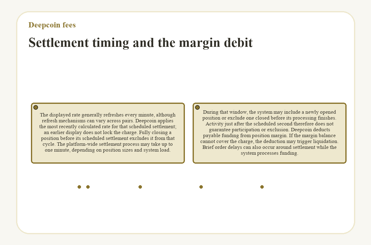 Settlement timing and the margin debit (Deepcoin fees) - illustration